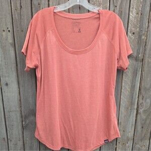 Patagonia Womens Peach Pink Short Sleeve Shirt Size XL Round Neck Shirt
